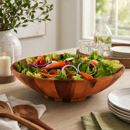 Arthur Court Extra Large Acacia Wood Salad Bowl - Wok Wave Style - 16 Inch Diameter x 4.5 Inch Tall - Perfect for Fruits and Salads - size: Wok