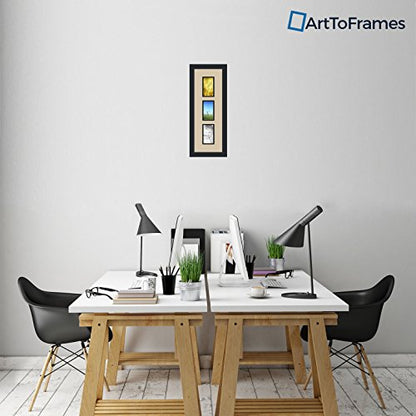 ArtToFrames Collage Photo Frame Double Mat with 3-3x5 Openings and Satin Black Frame - color: Grey Beige, size: 3 - 3x5