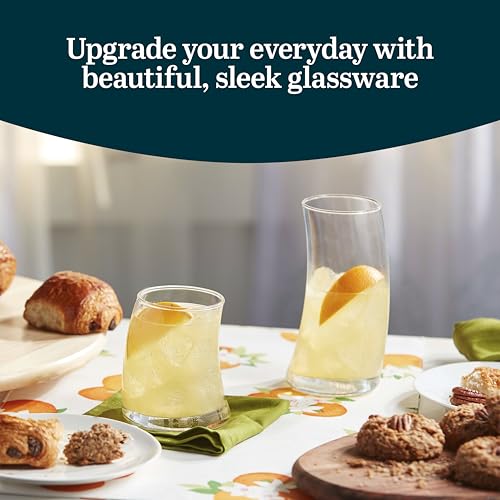 Libbey Swerve Drinking Glasses Set of 16, Chip-Resistant Tumbler and Rocks Glass Cups Set, Fun, Edgy Everyday Drinking Glasses for Special Events - color: 08 - Swerve