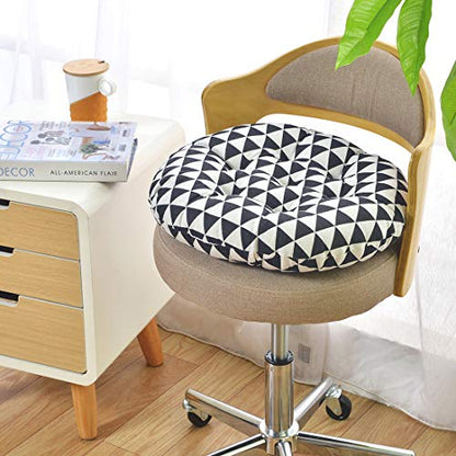 vctops Bohemian Soft Round Chair Pad Garden Patio Home Kitchen Office Seat Cushion Black White Diameter 16" - color: Black White, style: Diameter 16 Inch