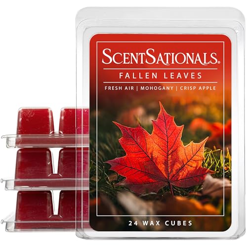 Scentsationals Fallen Leaves, Autumn Air Scented Wax Melts 10oz (24 Cubes) | Fresh Air, Mahogany, & Crisp Apple Long Lasting Fragrance Melts for Scented Wax Warmers - style: Fallen Leaves