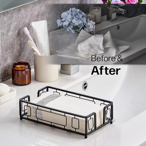 Guest Towel Holder Tray for Bathroom Countertop, Black Metal | Guest Bathroom, Powder Room & Vanity Use - color: H - Black Guest Towel Holder Tray, size: Guest Towel Holder