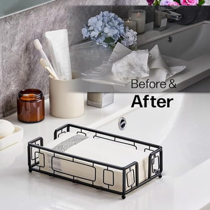 Guest Towel Holder Tray for Bathroom Countertop, Black Metal | Guest Bathroom, Powder Room & Vanity Use - color: H - Black Guest Towel Holder Tray, size: Guest Towel Holder