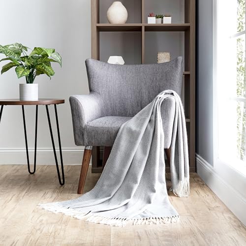Merit Linens Herringbone Throw Blanket - One Size Gray - color: Herringbone Gray