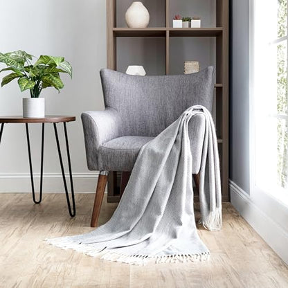 Merit Linens Herringbone Throw Blanket - One Size Gray - color: Herringbone Gray