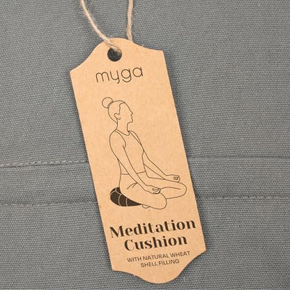 Myga Zafu Yoga Meditation Cushion with Washable Cover - Floor Cushion Pillow with Natural Buckwheat Filling - Soft Round Cotton Design for Meditating or Pranayama Exercises - color: Grey