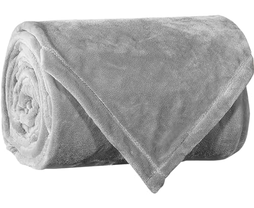 Comfort Lab Plush Flannel Throw Blanket - Soft, Lightweight, Giftable Fleece Blanket for Couch, Bed & Home Decor - Anti Pilling and Non Shedding Fleece Couch Throw (Grey, Family Blanket) - color: Grey, size: Family Blanket