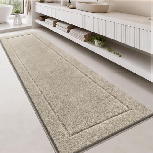 anllugs Bathroom Rugs, Non-Slip Bath Runner Rugs, 30" x 96", Beige | Extra Soft, Super Absorbent, Machine Washable, Quick Dry, Bath Mats for Shower and Bathtub, TPR Backing, Runner Rugs - color: Beige, size: 30" X 96"