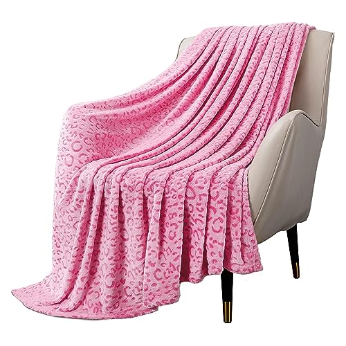 MACEVIA Flannel Fleece Twin Blanket for Couch, Pink 3D Cheetah Blanket for Adult, Lightweight Warm Cozy Soft Leopard for Bed Sofa 260GSM, Suitable for All Seasons (Pink Leopard,60x80inches) - color: 3d Pink Leopard Print, size: Flannel Fleece (60x80 IN)