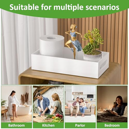 White Toilet Basket Tank Tray, Acrylic Bathroom Basket, Back of Toilet Organizer for Paper Storage, Anti-slip and Moisture-proof - color: White