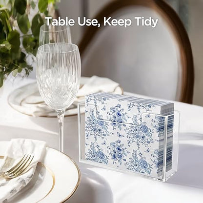 HBlife Acrylic Paper Napkin Holder for Kitchen - Clear Waterproof Vertical Stand, for 6.5"x6.5" Disposable Luncheon Paper Dispenser, Modern Square Table Tray for Dinner, Hotel, Restaurant, Bar, Party - color: Clear Luncheon Holder