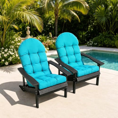 Yddsky Adirondack Chair Cushion, Rocking Cushions 44x19.4x4 inch, High Back Patio Recliner Cushion of Upper and Lower with Ties, Sunscreen and Fade-Resistant Turquoise,2 - color: Black