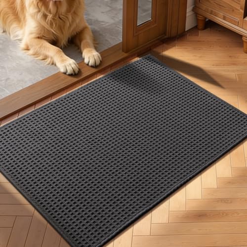 Indoor Door Mat 20" x 32", Non-Slip Washable Entryway Mat, Dirt Trapper Absorbent Entrance Mat, Low Profile Floor Mat for Front/Back Door, Entryway, Dark Gray ﻿ - color: Dark Gray, size: 20"x32" (Rectangular)