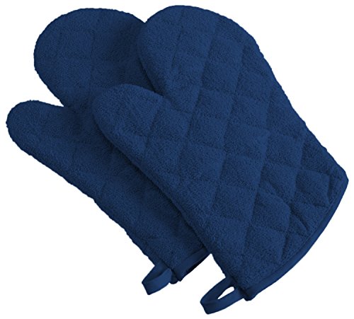 DII Basic Terry Collection 100% Cotton Quilted, Oven Mitt, Nautical Blue, 2 Piece - color: Nautical Blue, size: Oven Mitt