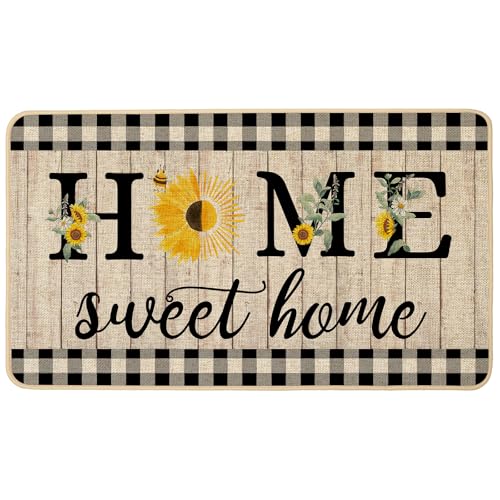 ORTIGIA Summer Sunflowers Doormat Home Sweet Home Indoor Outdoor Patio Welcome Door Matss Non-Slip Durable Entrance Mat for Home Entrance, Outside Entry, Yard, Floor, Patio 17x29.5INCH - color: Summer, size: 1'5" x 2'5" (Rectangular)