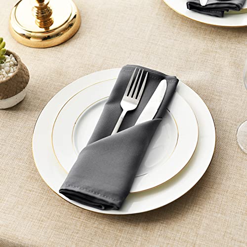 Cloth Napkins Set of 6, 18 x 18 Inch, Washable Grey Dinner Napkins with Hemmed Edges for Restaurant, Wedding and Holiday - color: Dark Grey, size: 18" x 18" (Set of 6)