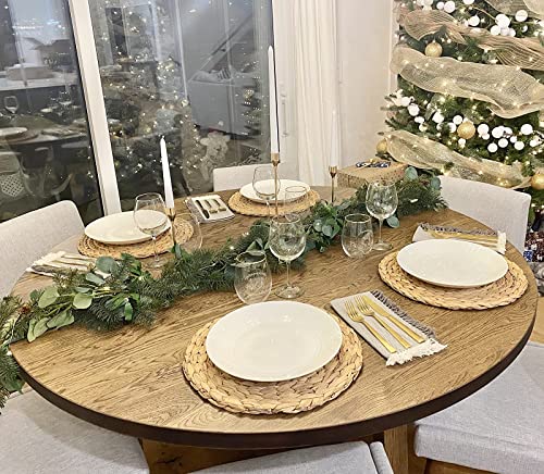 4 Pack Round Woven Placemats, 11.8 inches Plate Chargers Natural Wicker Placemats Water Hyacinth Straw Braided Tablemats Rattan Tablemats Rustic Weave Placemats for Dining Table - size: Plate Chargers 11.8 inch-4