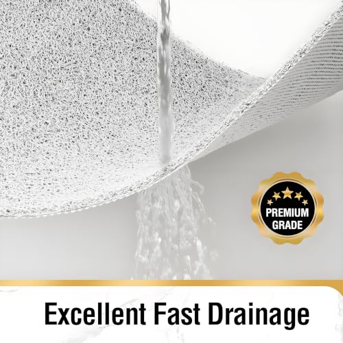 Non-Slip PVC Loofah Bath Mat, 17.7"x27.5"Inch Quick Dry Shower Mat, Soft White Bathroom Mat with Efficient Drainage, Machine Washable for Tub & Wet Areas - color: White, size: 27.5" x 17.7" (Rectangular)