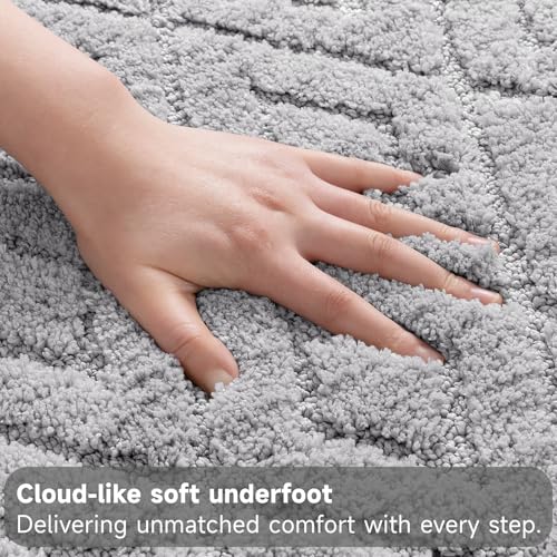 Bsmathom 3 Piece Bathroom Rug Sets, Non Slip Microfiber Bath Mat Light Gray | Plush Water Absorbent Bath Rug Sets with U-Shaped Contour Toilet Mat, Machine Washable Carpet for Bathroom Sink, Shower - color: Light Gray