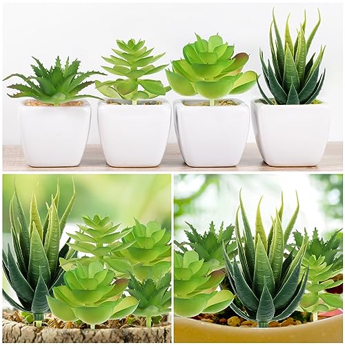 Fake Succulent Plants, 6pcs Mini Green Succulent Plants Faux, Artificial Succulents Plants for DIY Crafting Home Floral Wall Office Decoration (excluding pots)