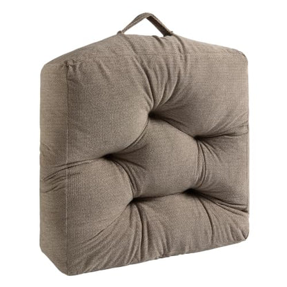 Floor Pillow Cushion with Handle for Adults Women Men | Large Meditation & Sitting Cushion Pillow for Tatami, Living Room, Yoga (1, Brown, Square, 22" x 22" x 6") - color: Brown, Square