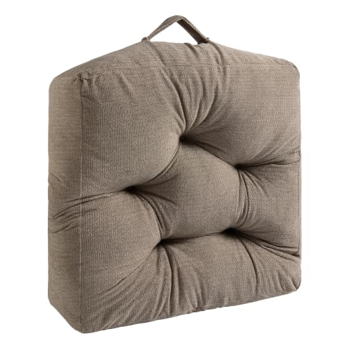 Floor Pillow Cushion with Handle for Adults Women Men | Large Meditation & Sitting Cushion Pillow for Tatami, Living Room, Yoga (1, Brown, Square, 22" x 22" x 6") - color: Brown, Square