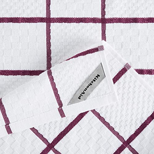 KitchenAid Quilted Cotton Terry Cloth Oven Mitt, Pot Holder, Kitchen Towel 4-Pack Set, Heat Resistant, Silicone Grip, Gift Set, Beet, 16"x26", 7"x13" & 7"x10" - color: Beet