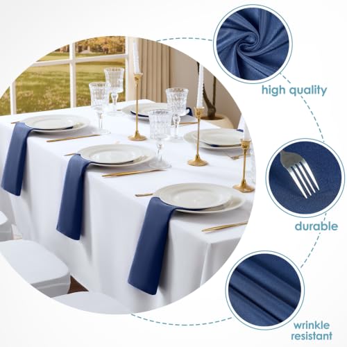 VidaFete Navy Blue Cloth Napkin, 17 x 17 Inch Polyester Napkins Set of 12 | Polyester Napkins Cloth Reusable & Wrinkle-Resistant Dinner Napkins for Weddings, Banquets, Parties, Hotels and Restaurants - color: Navy Blue, size: 17" x 17" (Set of 12)