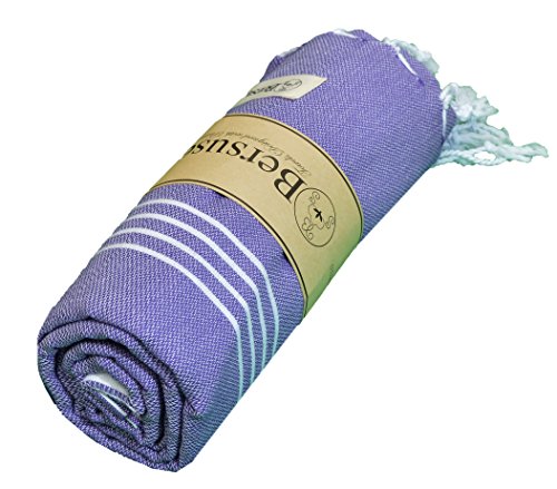Bersuse Towels Anatolia XL Beach Blanket Throw Blanket Turkish Towel 100% Cotton Extra-Large Quick-Dry Lightweight Premium Peshtemal Towel - 61x82 Inches, Dark Purple - color: Dark Purple