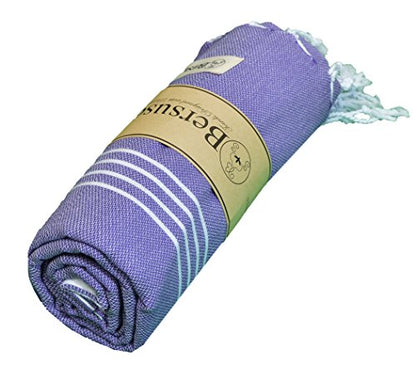 Bersuse Towels Anatolia XL Beach Blanket Throw Blanket Turkish Towel 100% Cotton Extra-Large Quick-Dry Lightweight Premium Peshtemal Towel - 61x82 Inches, Dark Purple - color: Dark Purple