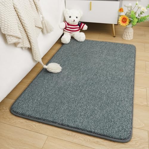 2x3 Small Rug for Bedroom, Soft Memory Foam Rugs for Living Room | Indoor Bedside Rug Non Slip Low Pile Accent Floor Carpet for Entrance Entryway Kitchen Kids Dorm Room Decor, Grey Green - color: Grey and Green, size: 2' x 3' (Runner)