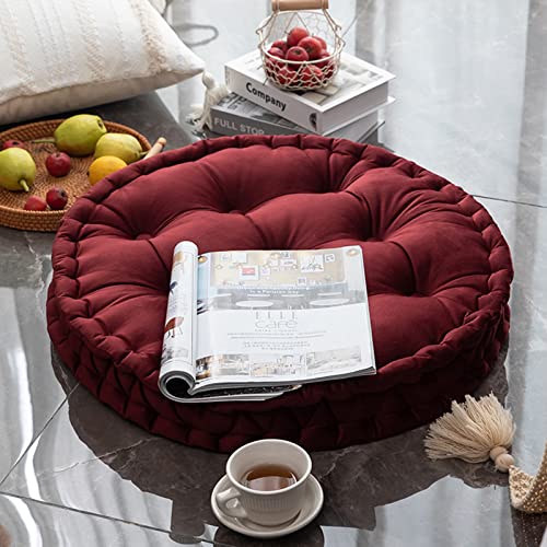 Coffee Velvet Floor Cushion Large 24" Round Seat Cushion Outdoor Patio Bench Chair Pads Thick Yoga Meditation Cushion with Handle - color: Coffee