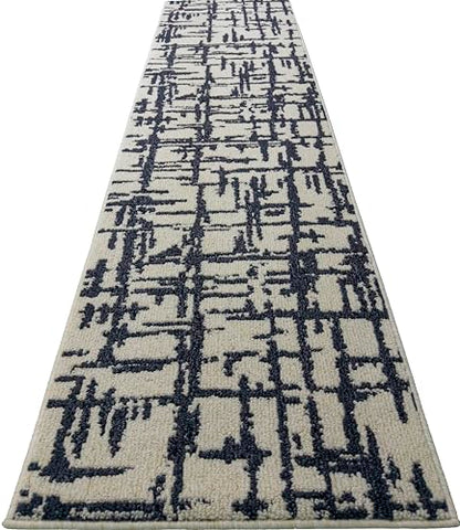 Hallway Runner Rug Non Slip Rubber Backing, 26 inch x 8 ft, Abstract Cream, Heavy Duty Berber Style Carpet Runner for Entryway, Kitchen, Bathroom, Bedroom, Laundry Room. - color: Abstract Cream, size: 8 Foot Long Runner Rug