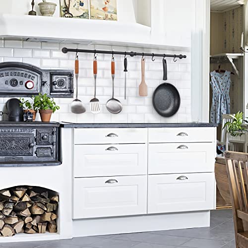 ROTHLEY Hanging Pot Rack Hanger: 39.4 Inch Stainless Steel Pot and Pan Hanger Pot Rack Wall Mounted Hanging Pots and Pans Rack Pot Hangers for Kitchen Utensil Rail with Hooks (Matt Black - color: Matte Black, size: 39.4 inch