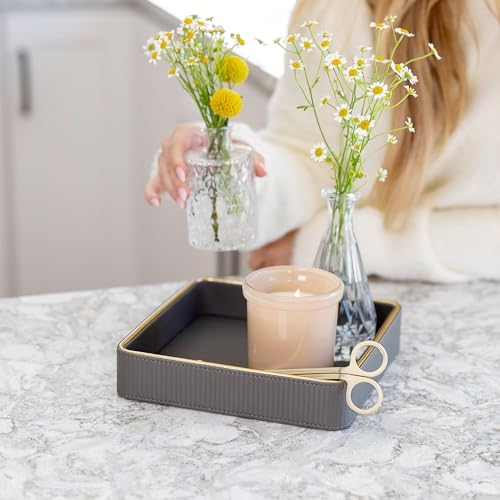 Leather Catchall Valet Tray for Men| Mens Valet Catch All Tray Key Basket - color: Black 1 Pack, size: 8" x 11" x 1.8"