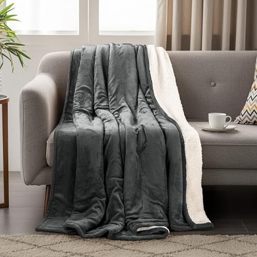 Utopia Bedding Sherpa Blanket Twin Size (Grey, 90x66 Inches) - Soft Lightweight Plush Fleece Reversible Blanket for Bed, Sofa, Couch, Camping and Travel - color: Grey, size: Twin (90x66 Inch)