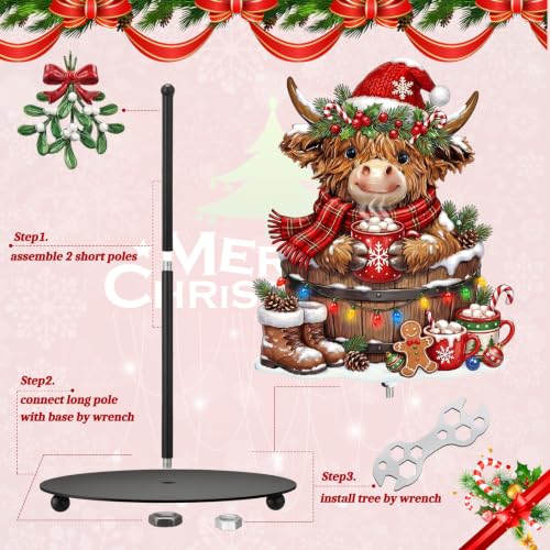 Highland Cow Christmas Paper Towel Holder with Round Base Christmas Bathroom Decor Rustic Highland Cow Dispenser Kitchen Paper Holder Stand for Countertop Toilet Home Accessories - style: Cocoa Christmas