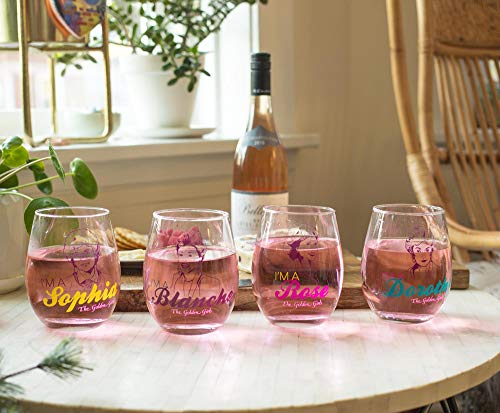 Golden Girls The Stemless Wine Glass Collectible Set of 4 | Dorothy, Sophia, Blanche, Rose | Funny Novelty Drinkware For Home Barware Set | Each Cup Holds 20 Ounces