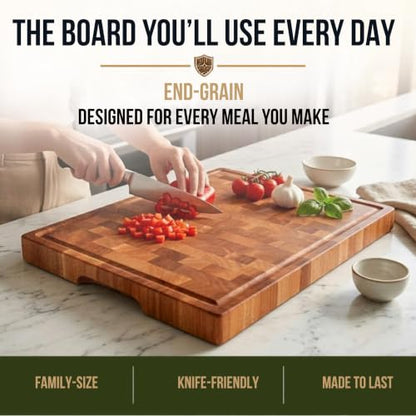 SHUMARU Mahogany End Grain Cutting Board, 17×13×1.6 in – Handmade Butcher Block, Knife-Friendly, Juice Groove, Non-Slip Feet - color: Mahogany | End Grain, size: 17"L x 13"W