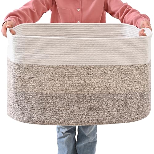 ICERZCZ Extra Large Blanket Basket for Living Room Gradient Brown 25x16x16 | Extra Large Rectangular Storage Basket for Toys, Clothes, Shoes, Living Room, Bedroom, Nursery, Kid's Room - color: Gradient Brown, size: 25”x16”x16”