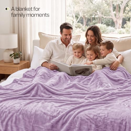 Utopia Bedding Lilac Fleece Blanket Queen Size Fuzzy Soft Anti-Static Microfiber Bed Blanket (90x90 Inch) - color: Lilac, size: Queen (90x90 Inch)