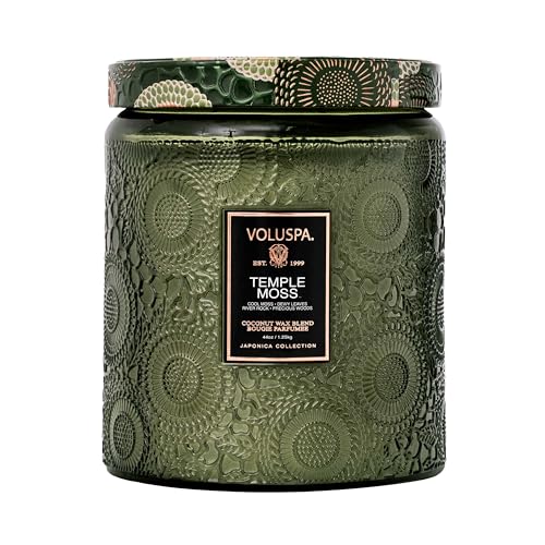 Voluspa Temple Moss, Two Wick Luxe Candle Jar, 44 oz, Coconut Wax Blend, Scented Candles for Home, 140 Hour Burn Time, Handcrafted in the USA - color: 23 - Temple Moss Two Wick