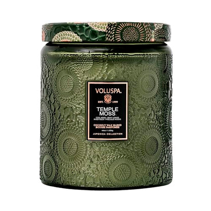Voluspa Temple Moss, Two Wick Luxe Candle Jar, 44 oz, Coconut Wax Blend, Scented Candles for Home, 140 Hour Burn Time, Handcrafted in the USA - color: 23 - Temple Moss Two Wick