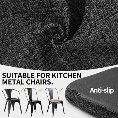 SINOSSO Memory Foam 14" Metal Chair Cushions 4 Pcs, Modern Interwoven Style Magnetic Chair Pads for Dining Kitchen Cafe Bistro Stackable Chair (U-Shape, Black-Gray, 4) - color: Black