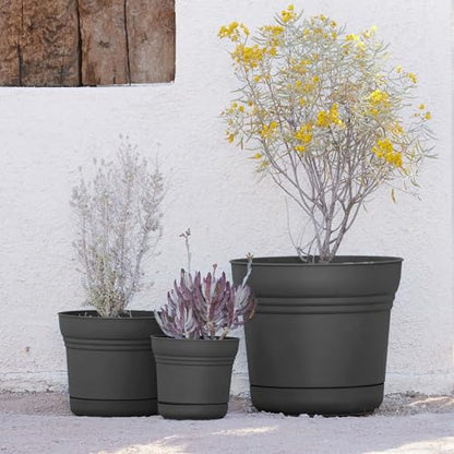 Bloem Saturn Planter w/Saucer 5" Charcoal Gray (SP05908) - color: Charcoal Gray, size: 5"