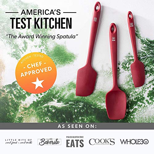 DI ORO® 3-Piece Silicone Spatula Set - 315°C Heat Resistant Non Stick Rubber Kitchen Spatulas for Cooking and Baking - Award-Winning Professional Grade Spatula Set - Best Silicone Utensil Set - color: Red