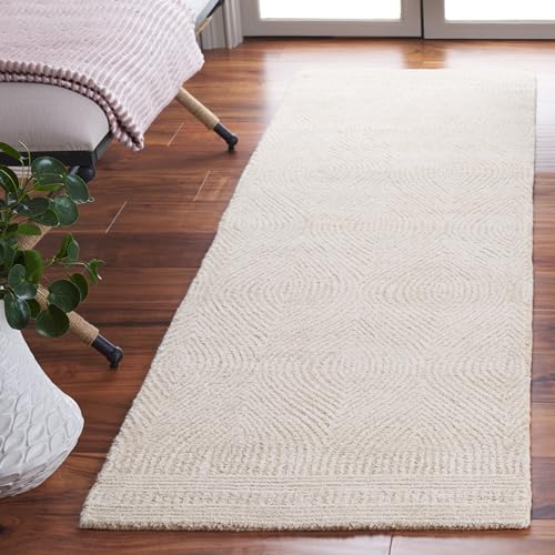 SAFAVIEH Abstract Collection Area Rug - 2'3" x 6' Runner, Ivory & Beige, Handmade Wool, Ideal for Living Room, Hallway, Foyer, Entryway, Bedroom (ABT340A) - color: Ivory/Beige, size: 2'3" x 6' (Runner)