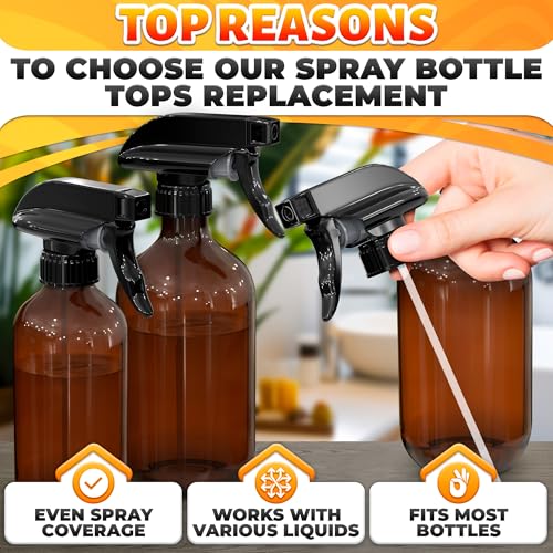 4 Pack Spray Nozzle for Bottles, Trim-to-Fit Tube; Plastic (Black) | Spray Bottle Nozzle Replacement; Fits 8 and 16 Oz; Trigger Sprayer with Mist, Stream & Off Modes; for Cleaning and Garden - color: 4 Pcs Black