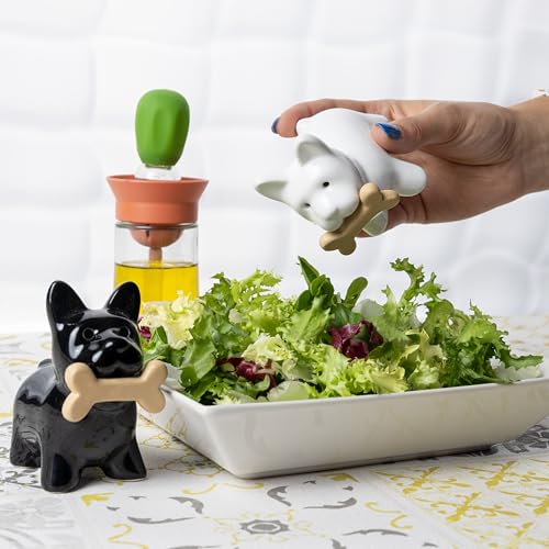 Fisura - Original salt and pepper shaker "dog". Salt and pepper set for the table in the shape of a dog. Ceramic salt and pepper shaker set. 2 pieces. 1.97 x 3.54 inches - color: Dog