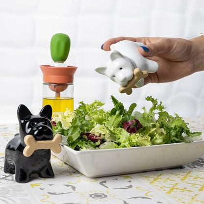 Fisura - Original salt and pepper shaker "dog". Salt and pepper set for the table in the shape of a dog. Ceramic salt and pepper shaker set. 2 pieces. 1.97 x 3.54 inches - color: Dog